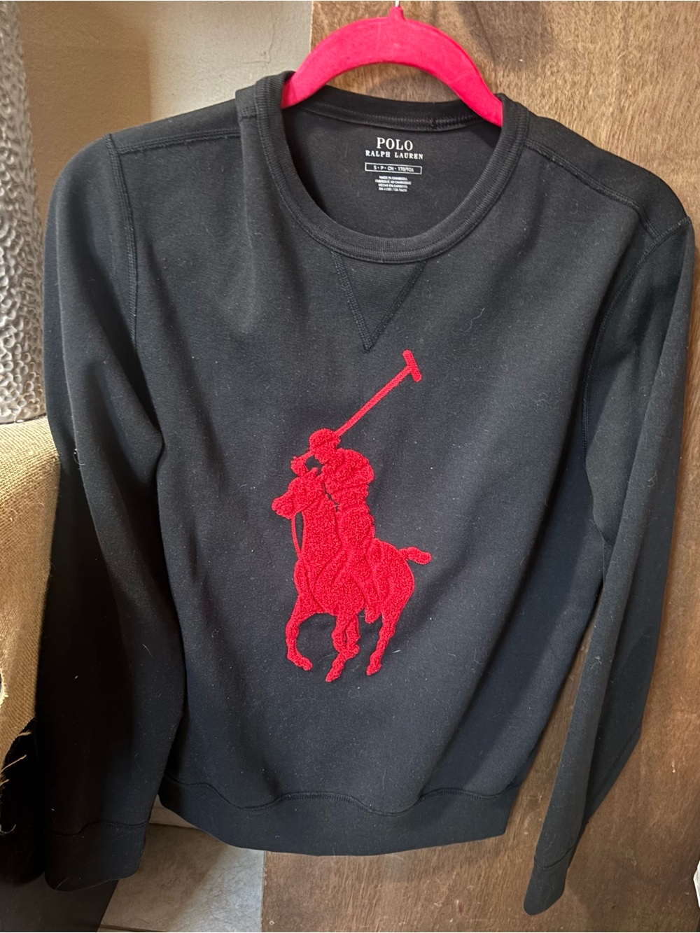 Polo by Ralph Lauren Black Crewneck with Red Embroidered Pony